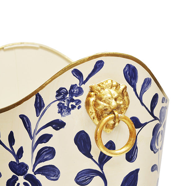 Oval Wastebasket With Lion Handles