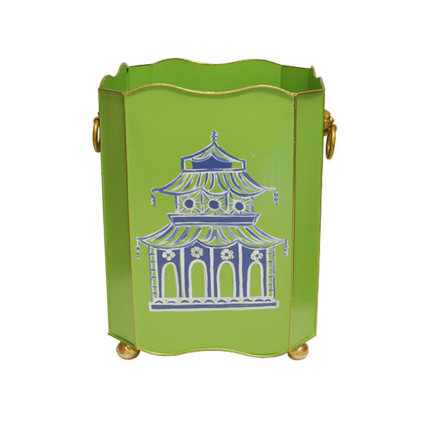 Square Wastebasket With Lion Handles