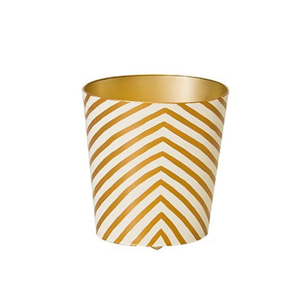 Gold And Cream Zebra Wastebasket