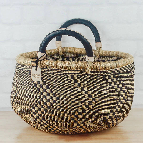 Bolga Baskets - Large Round Two Handle Natural Palette, Option C