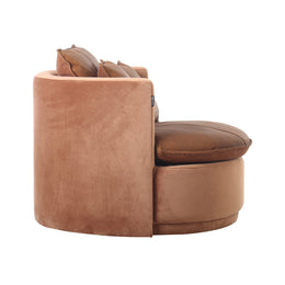 Covey Lounger - Cognac Leather/Velvet