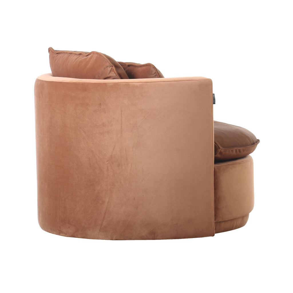 Covey Lounger - Cognac Leather/Velvet