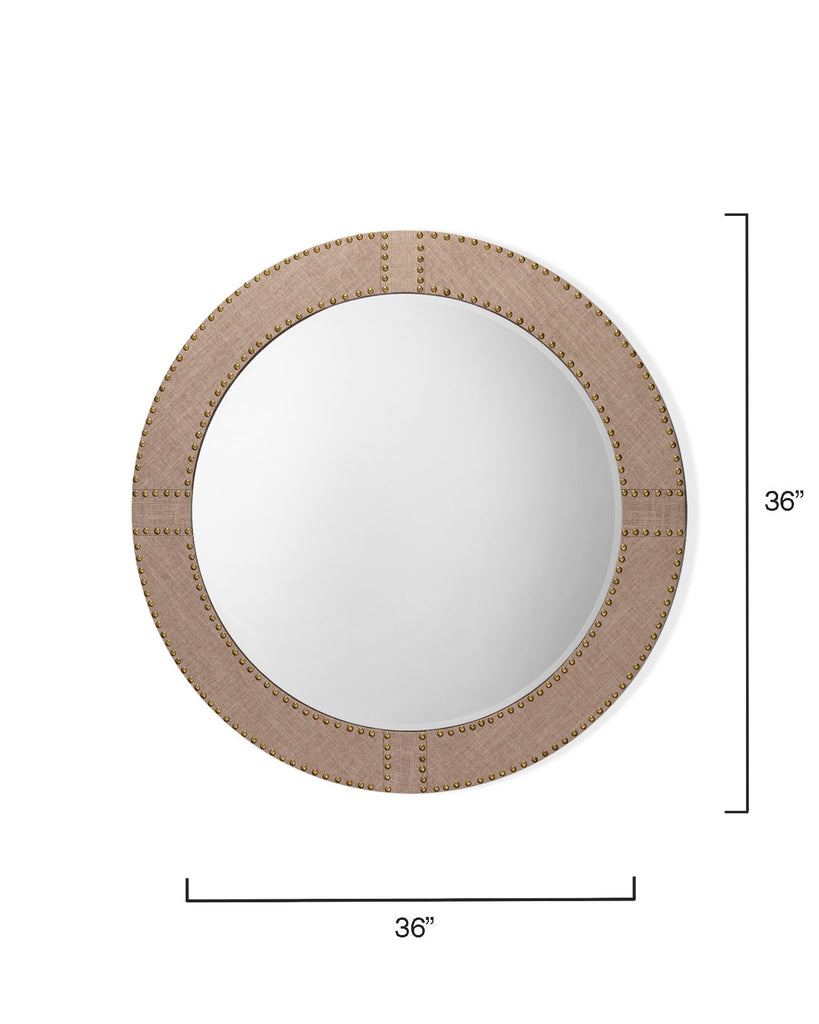 Cait Linen Round Mirror-Beige