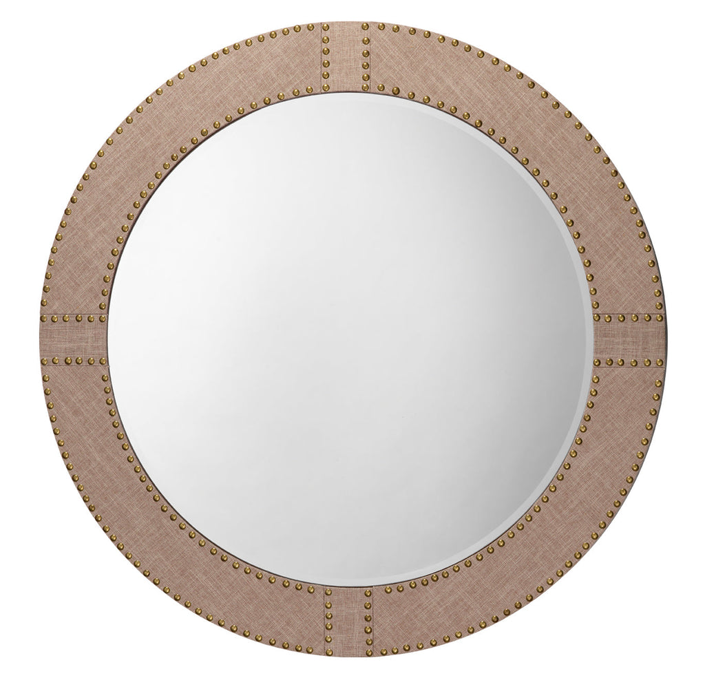 Cait Linen Round Mirror-Beige