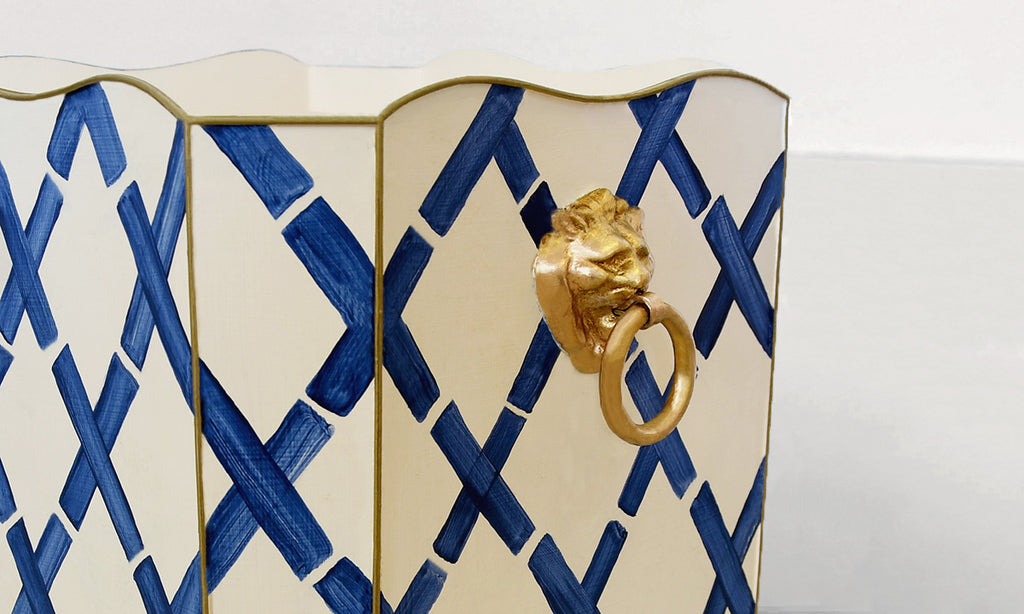 Square Wastebasket With Lion Handles