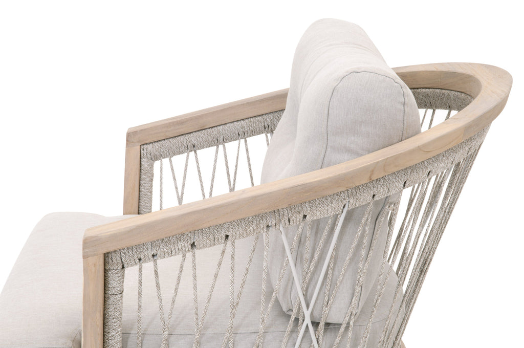 Web Outdoor Club Chair, Taupe and White Flat Rope