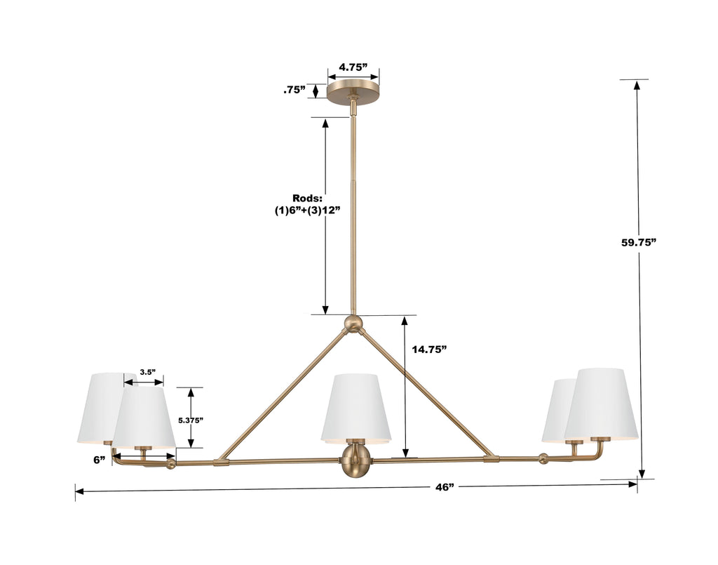 Xavier 6 Light Linear Chandelier