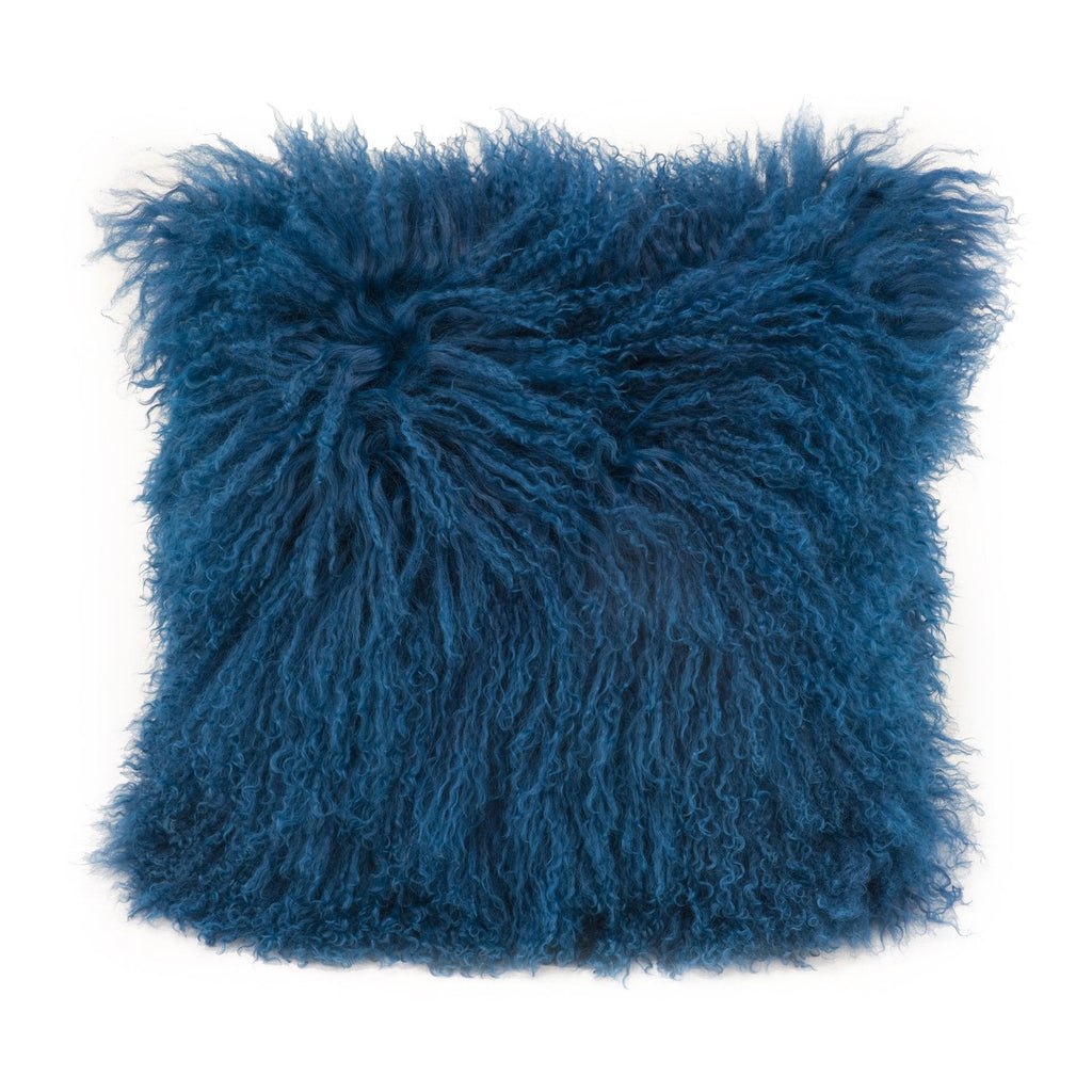 Lamb Fur Pillow, Blue