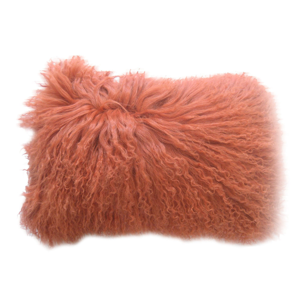 Lamb Fur Pillow, Rectangle, Orange