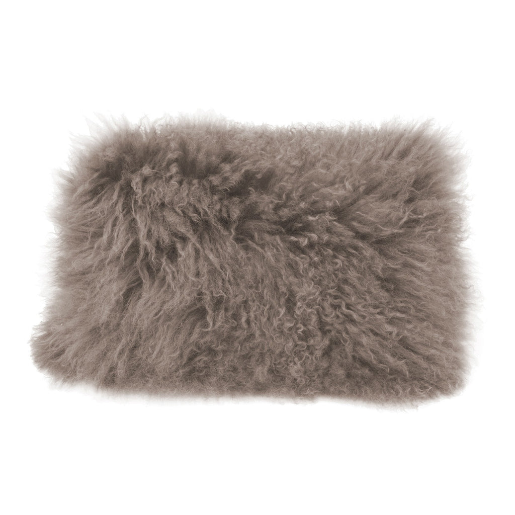 Lamb Fur Pillow, Rectangle, Grey