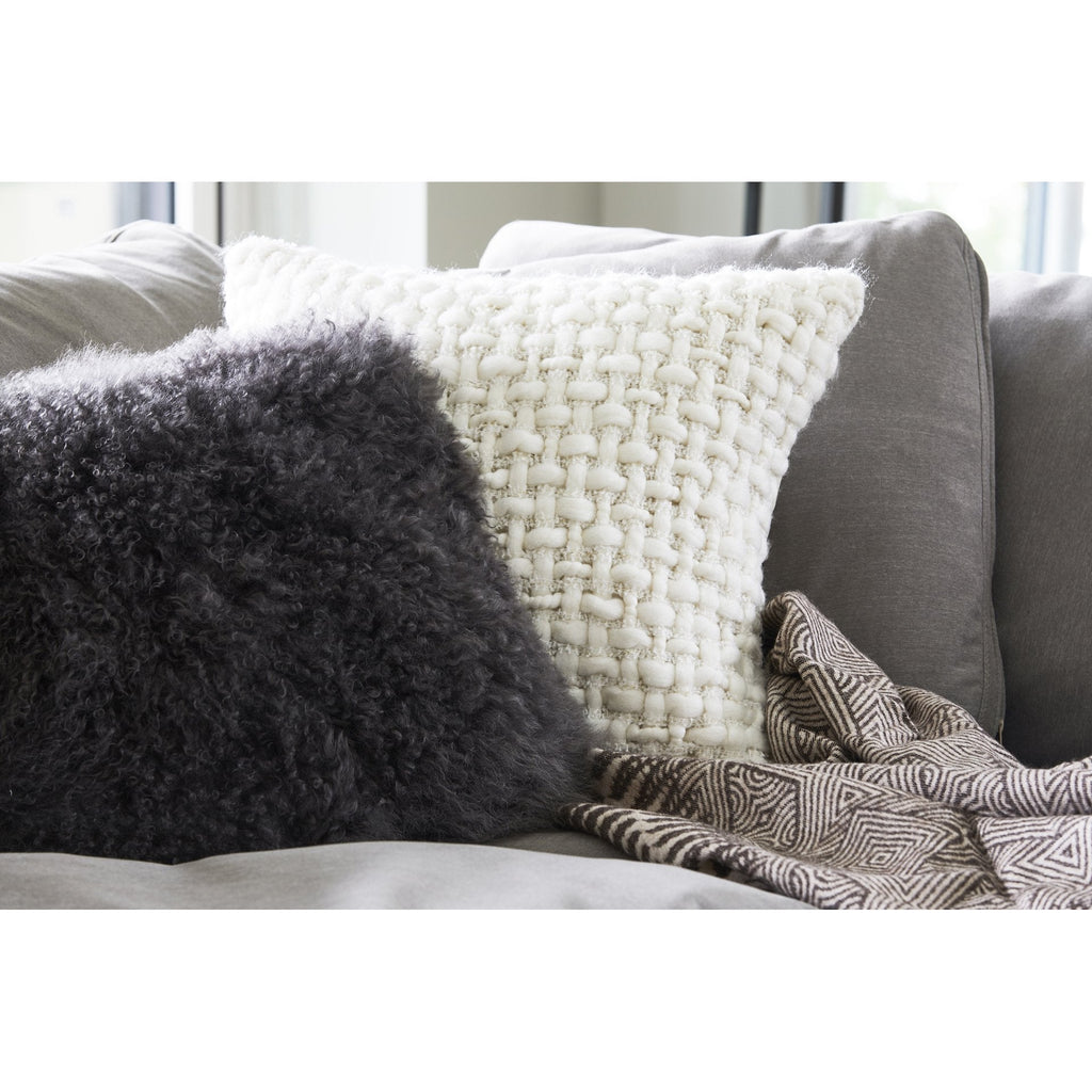 Lamb Fur Pillow, Rectangle, Grey