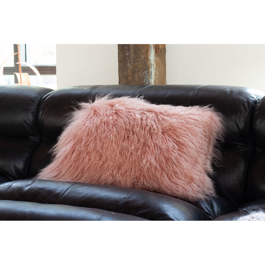 Lamb Fur Pillow, Pink