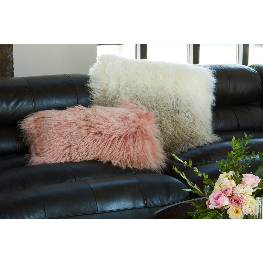 Lamb Fur Pillow, Pink