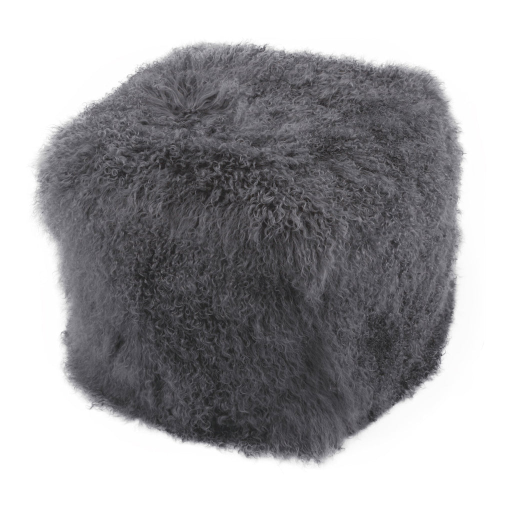 Lamb Fur Pouf, Grey