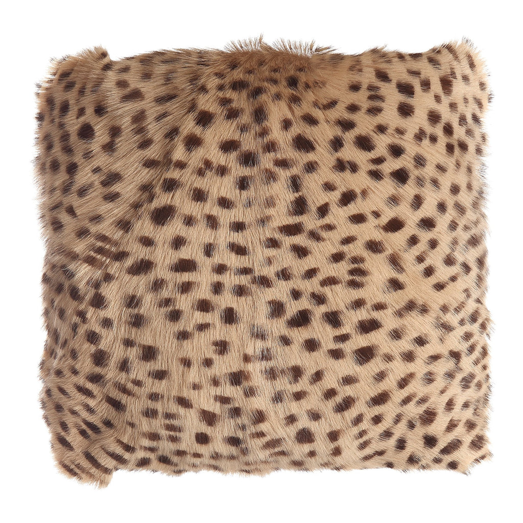 Spotted Goat Fur Pouf, White