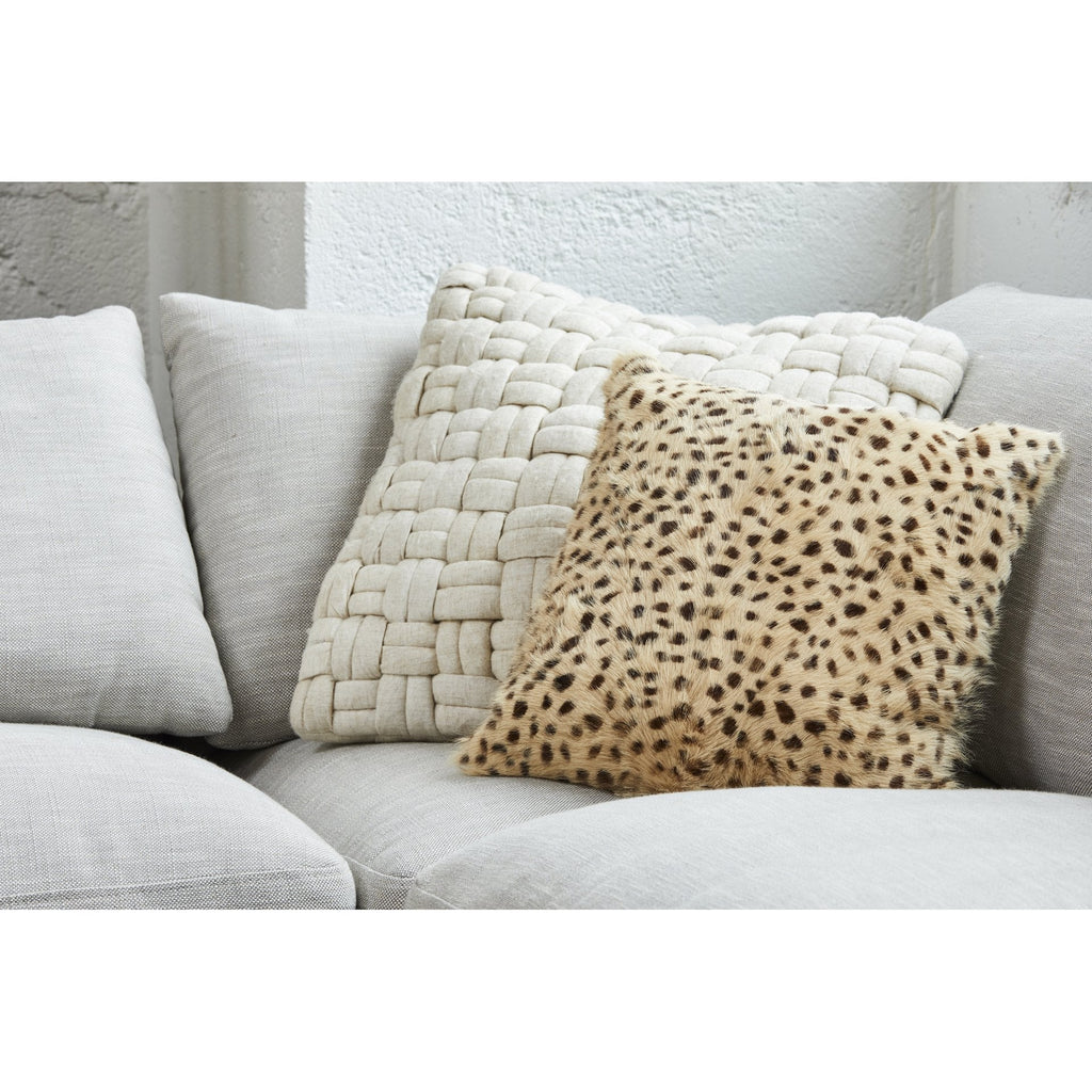 Spotted Goat Fur Pillow, White