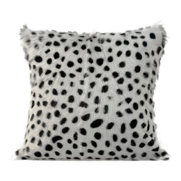 Spotted Goat Fur Pillow, Light Grey