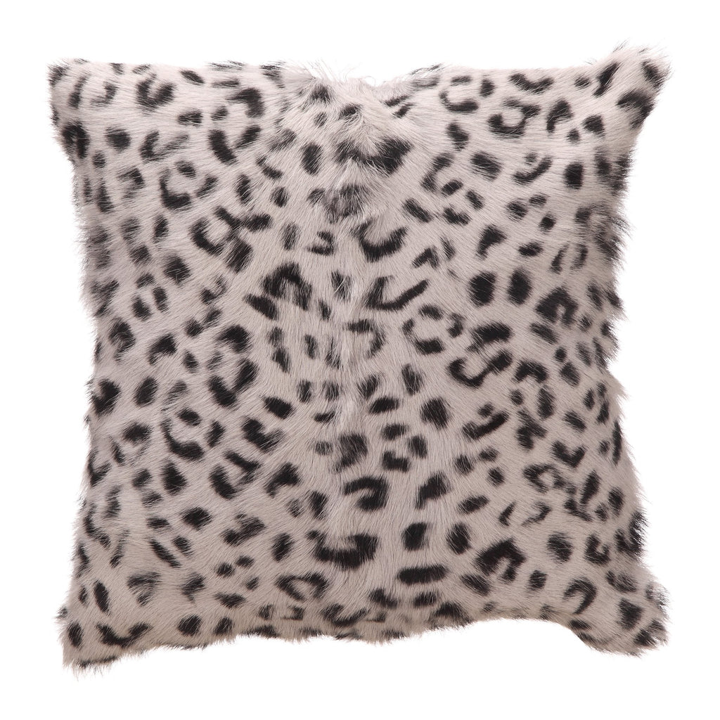 Spotted Goat Fur Pillow, Grey