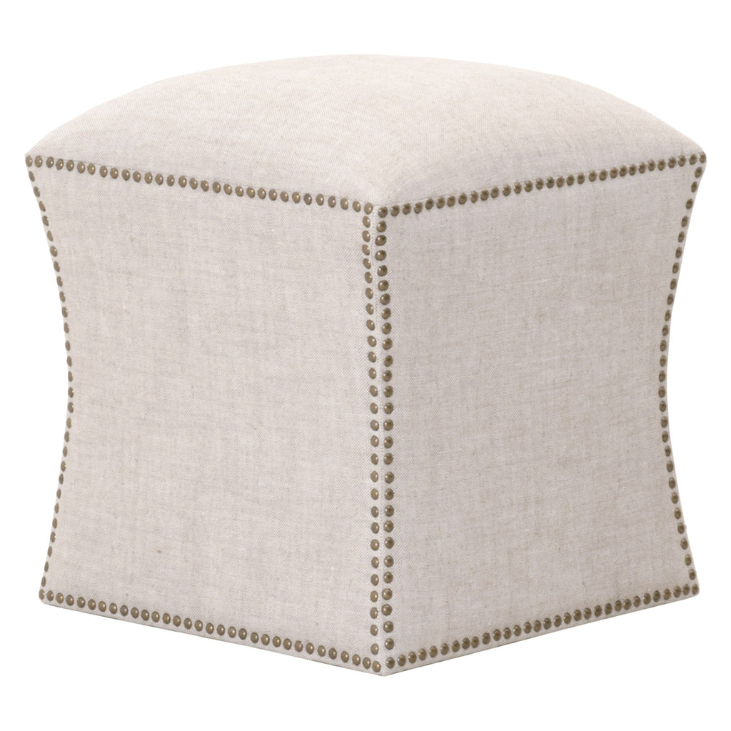 York Ottoman, Bisque French Linen