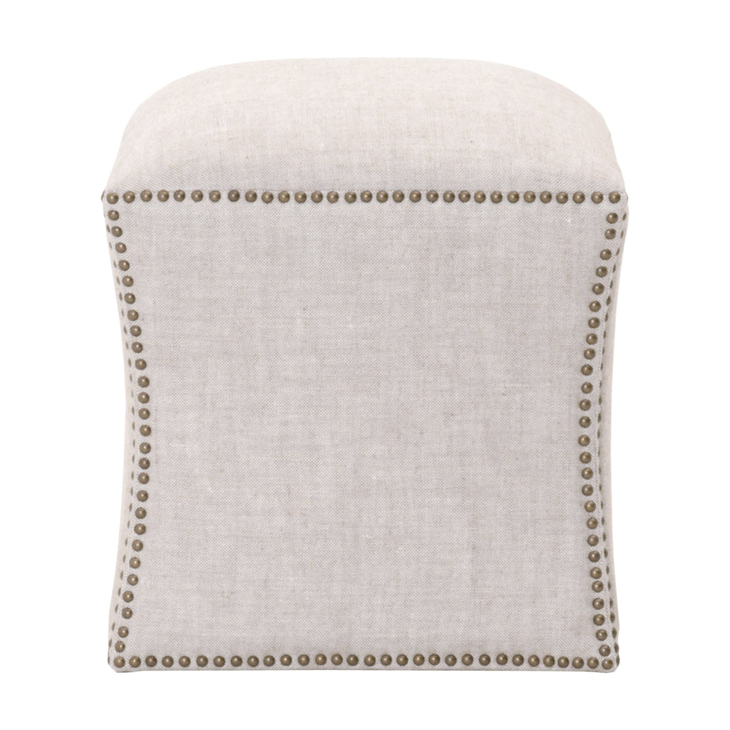 York Ottoman, Bisque French Linen