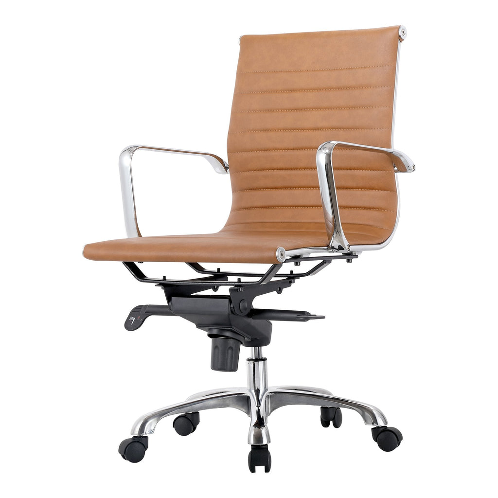 Studio Office Chair Low Back Tan Vegan Leather