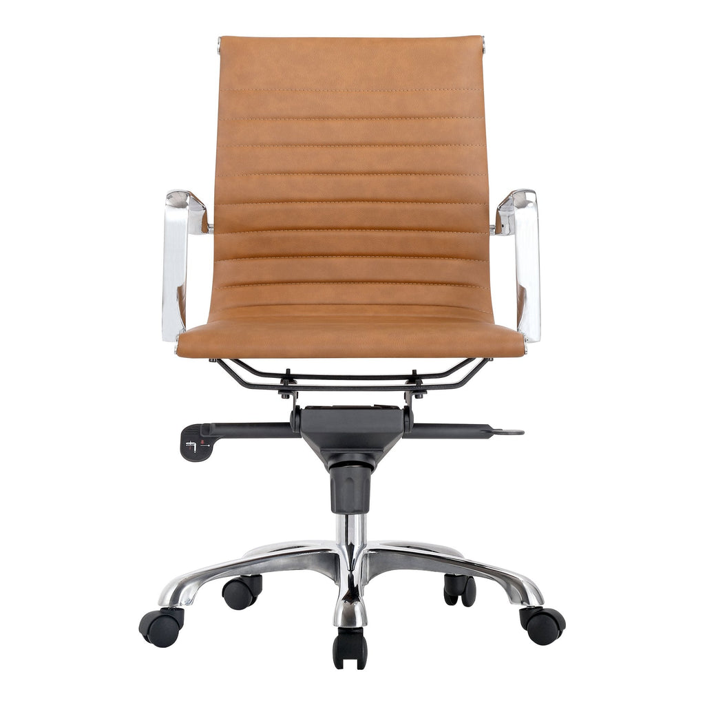 Studio Office Chair Low Back Tan Vegan Leather