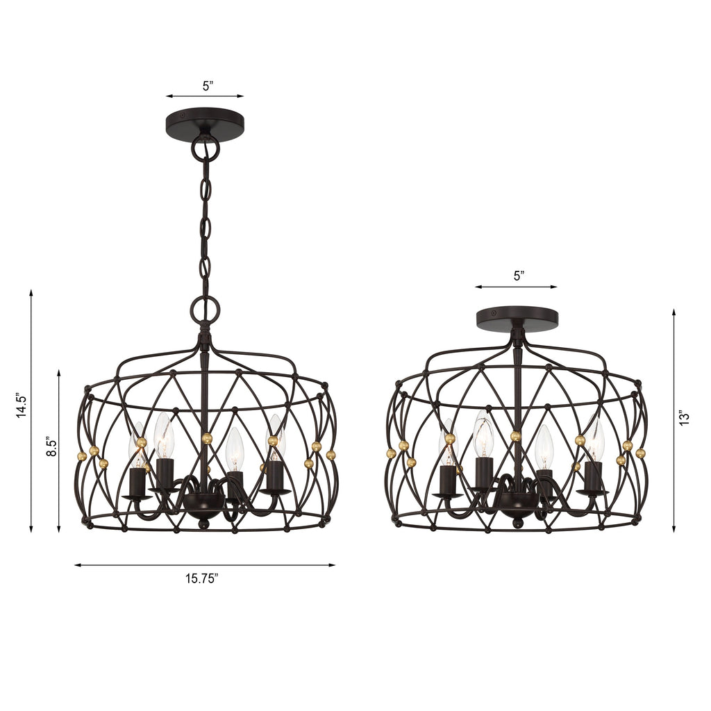 Zucca 4 Light Semi Flush