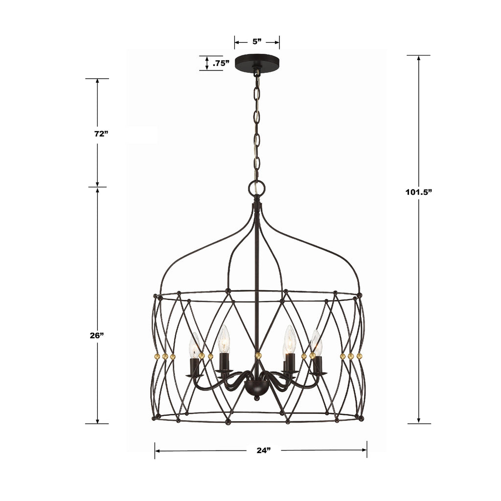 Zucca 6 Light Lantern Chandelier