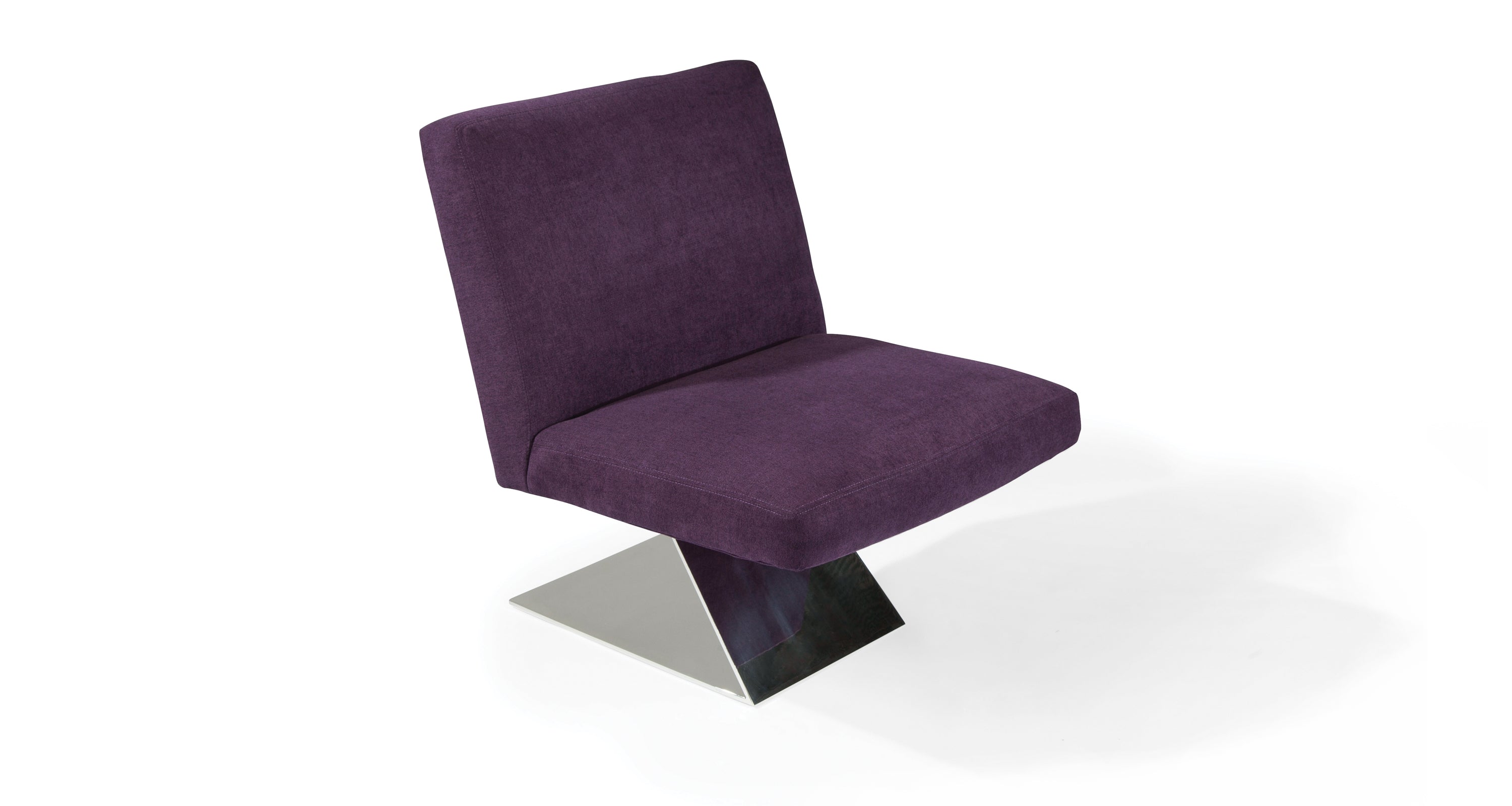 Z Armless Chair In Purple Fabric With Polished Stainless Steel