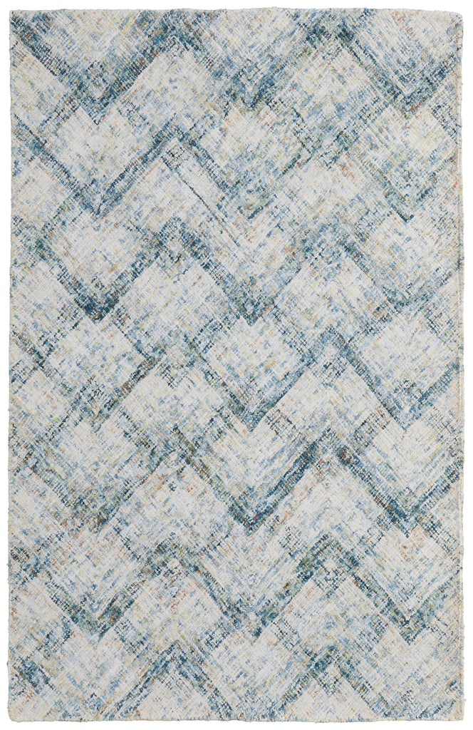 St. Germaine Transitional Abstract Blue Orange Ivory Area Rug (3'6" x 5'6")