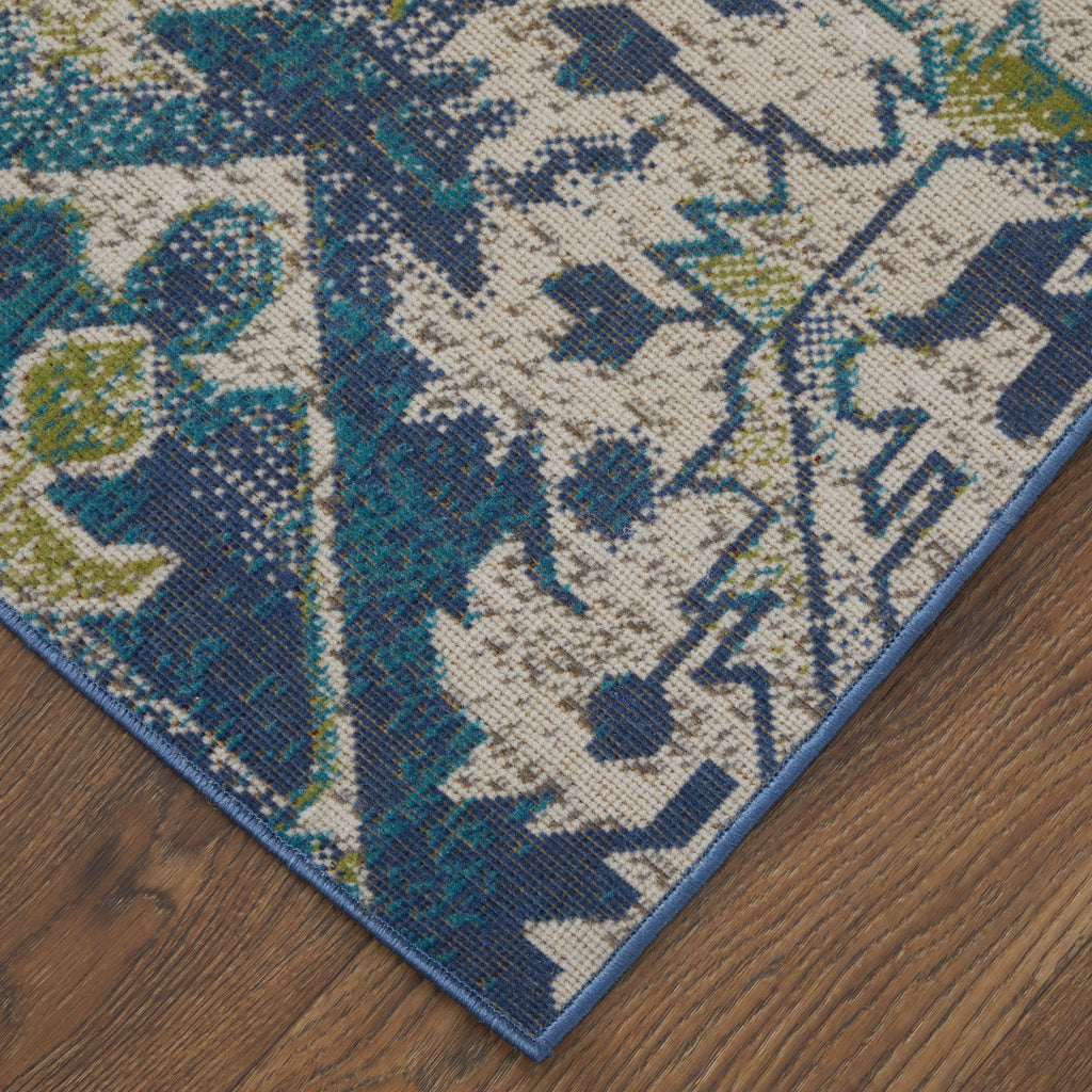 Foster Transitional Oriental Blue Green Ivory Area Rug (7'10" x 11')