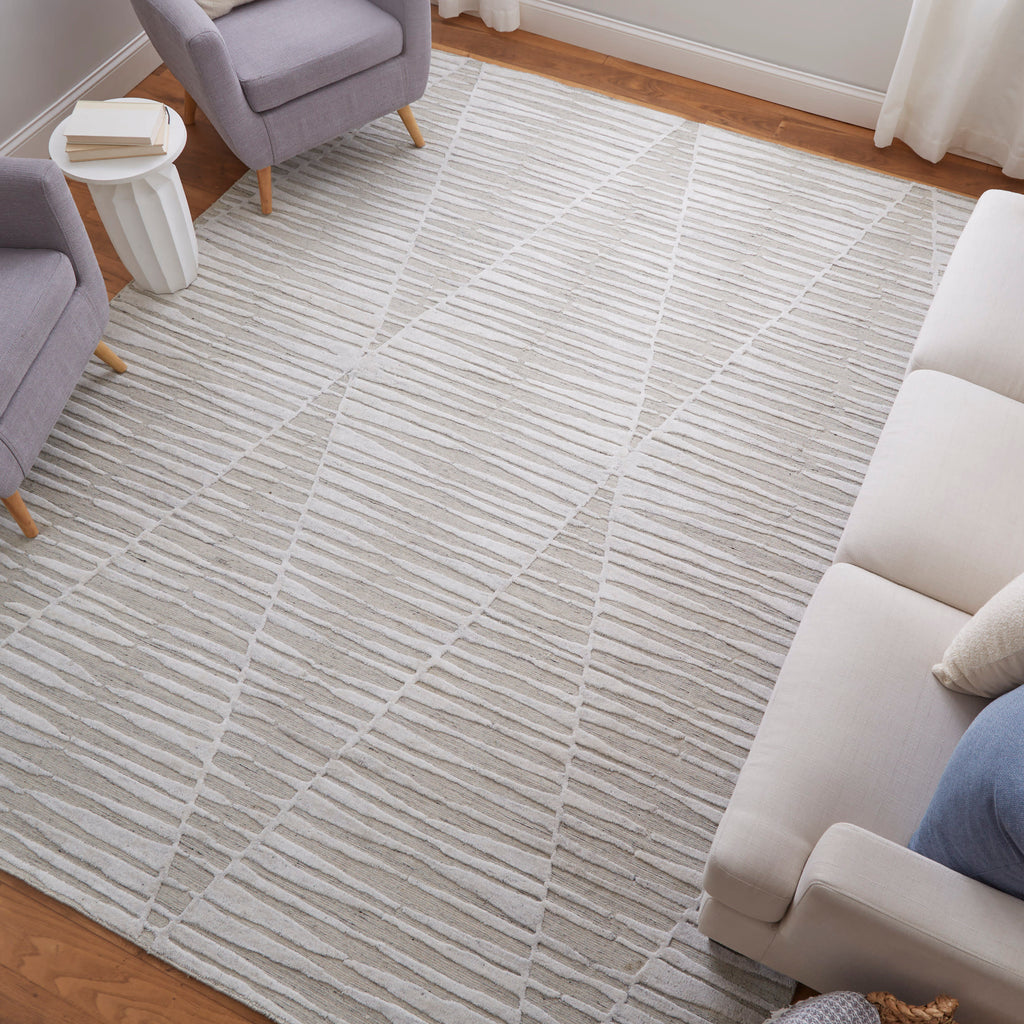 Elias Modern Geometric Ivory Tan Area Rug (5' x 8')