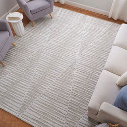 Elias Modern Geometric Ivory Tan Area Rug (8' x 10')