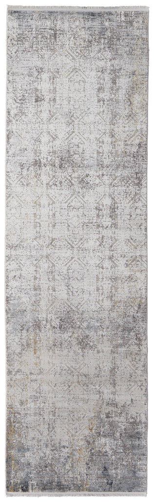 Cadiz Modern Abstract Ivory Taupe Gray Area Rug (3'1" x 10')