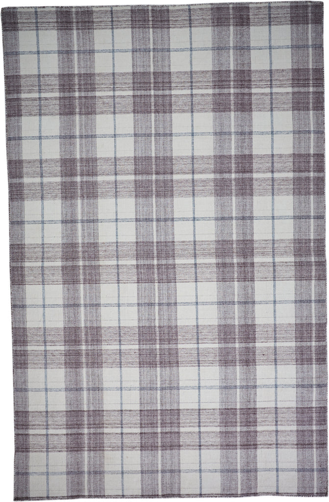 Crosby Transitional Plaid Gray Taupe Ivory Area Rug (5' x 8')