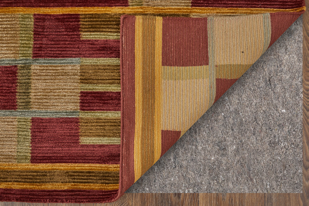 Keystone Transitional Stripes Gold Green Red Area Rug (8'6" x 11'6")