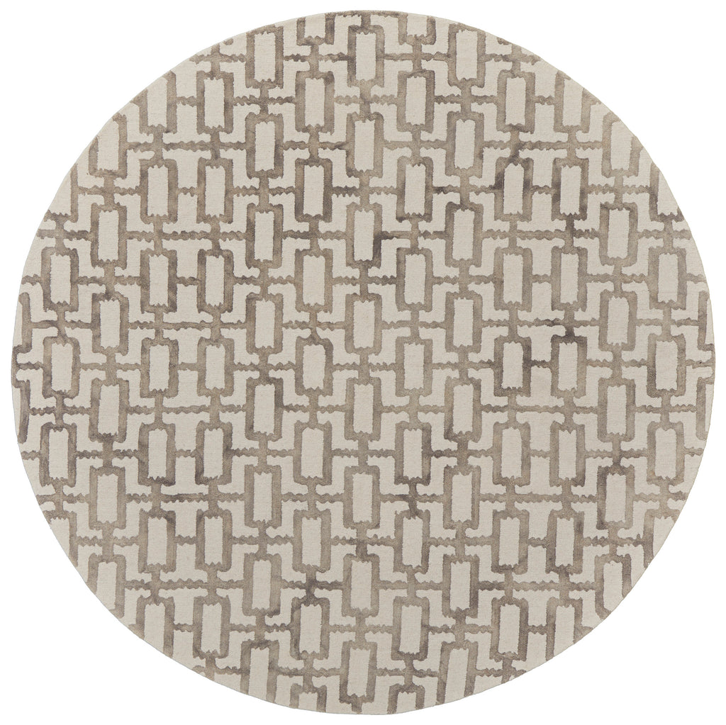 Lorrain Modern Geometric Ivory Taupe Area Rug (10' x 10')