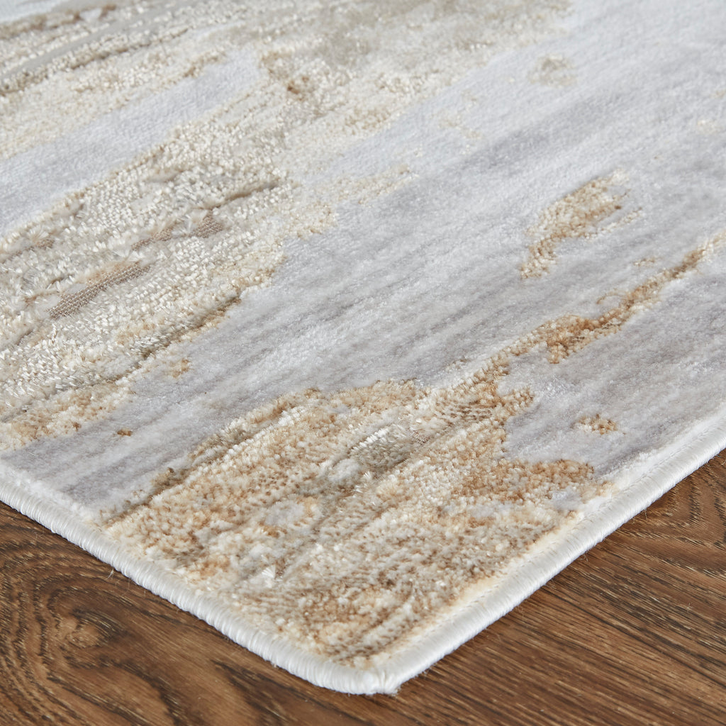 Laina Transitional Abstract Tan Ivory Area Rug (9'8" x 12'8")