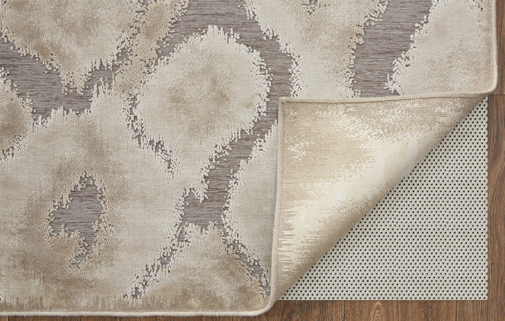 Saphir Zam Modern Abstract Ivory Gray Taupe Area Rug (1'9" x 2'10")