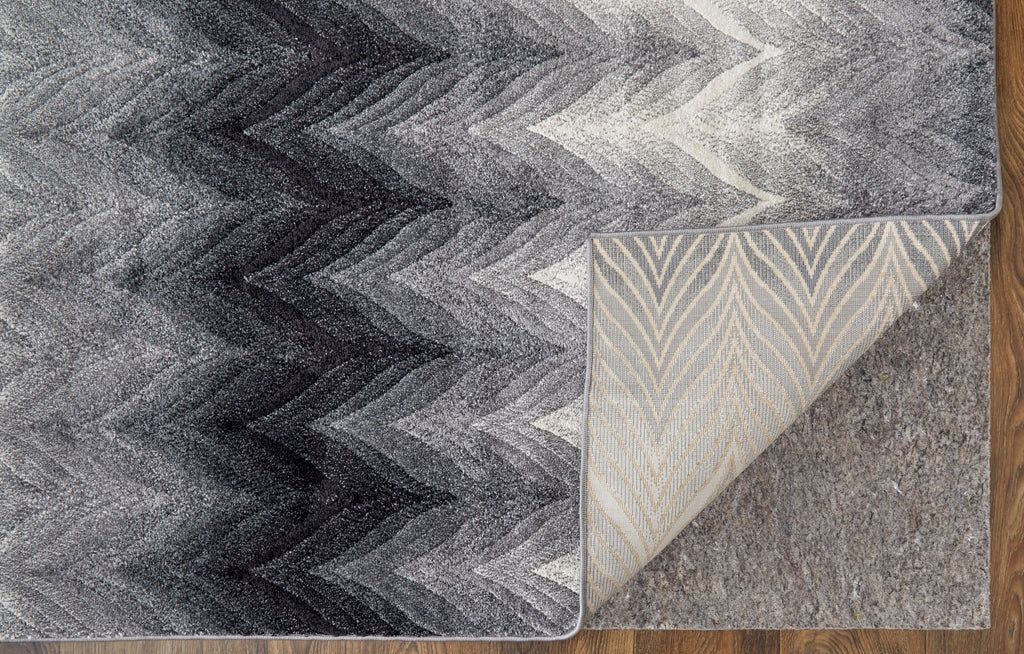 Bleecker Modern Chevron Gray White Area Rug (5' x 8')