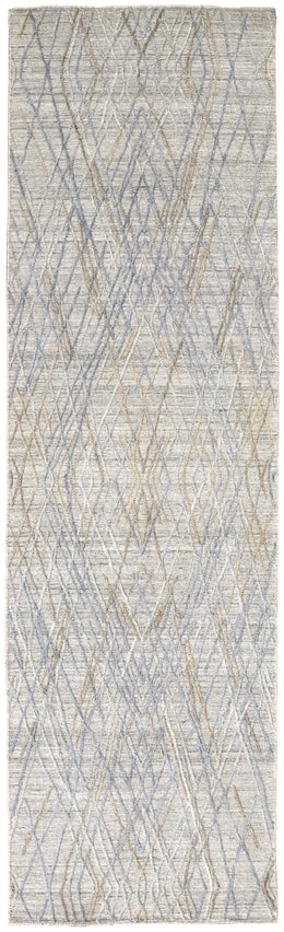 Elias Modern Abstract Gray Blue Area Rug (9' x 12' / Pattern 1)