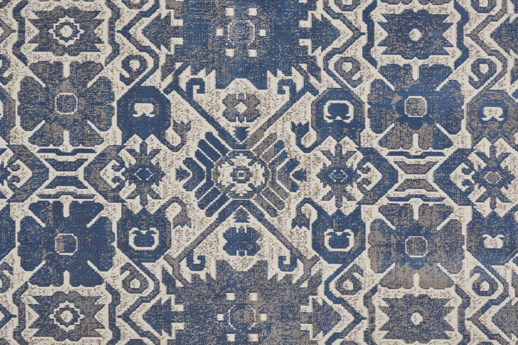 Foster Transitional Oriental Blue Brown Ivory Area Rug (1'8" x 2'10")