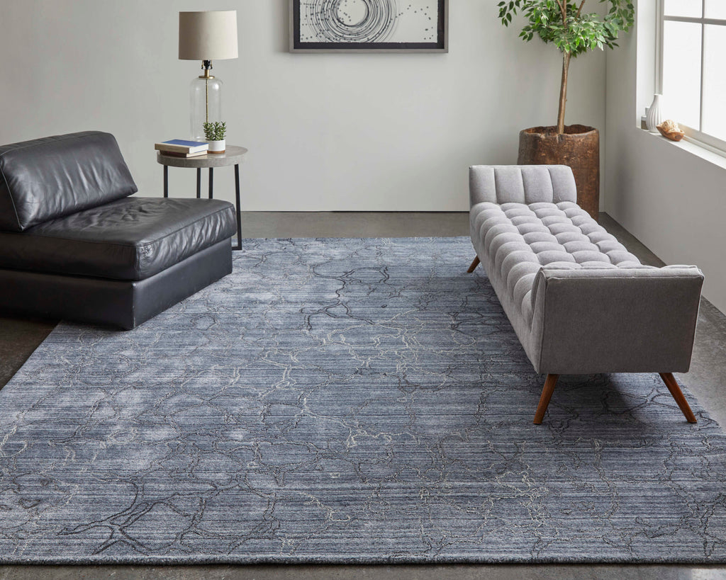 Whitton Modern Abstract Gray Blue Area Rug (2' x 3')