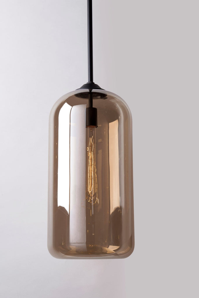 District Pendant Clear Shade, 8" - Satin Black