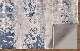 Brynn Transitional Distressed Blue White Gray Area Rug (8'6" x 11'6")