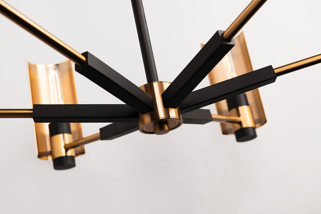 Pilsen Chandelier - Carb Blk W Satin Nick Accents