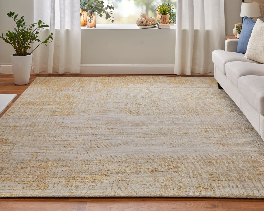 Eastfield Modern Abstract Yellow Ivory Gold Area Rug (4' x 6' / Pattern 2)