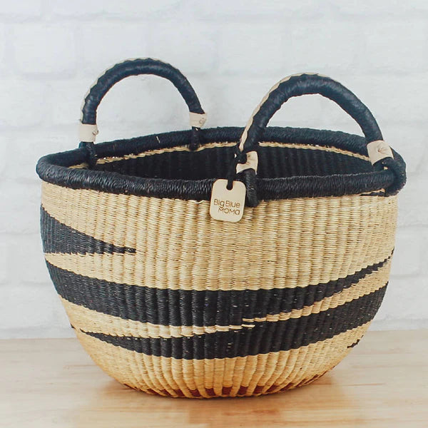 Bolga Baskets - Large Round Two Handle Natural Palette, Option B