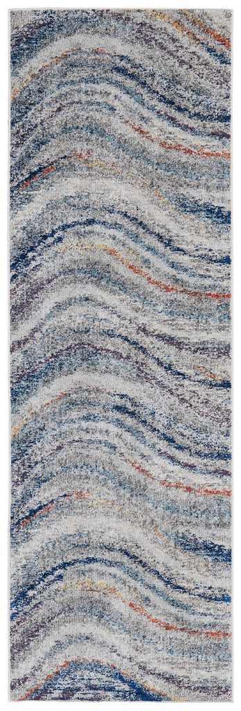 Edgemont Modern Abstract Blue Gray Orange Area Rug (2'8" x 8')