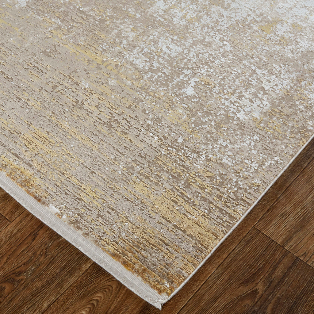 Cadiz Modern Abstract Taupe Ivory Gold Area Rug (12' x 18')